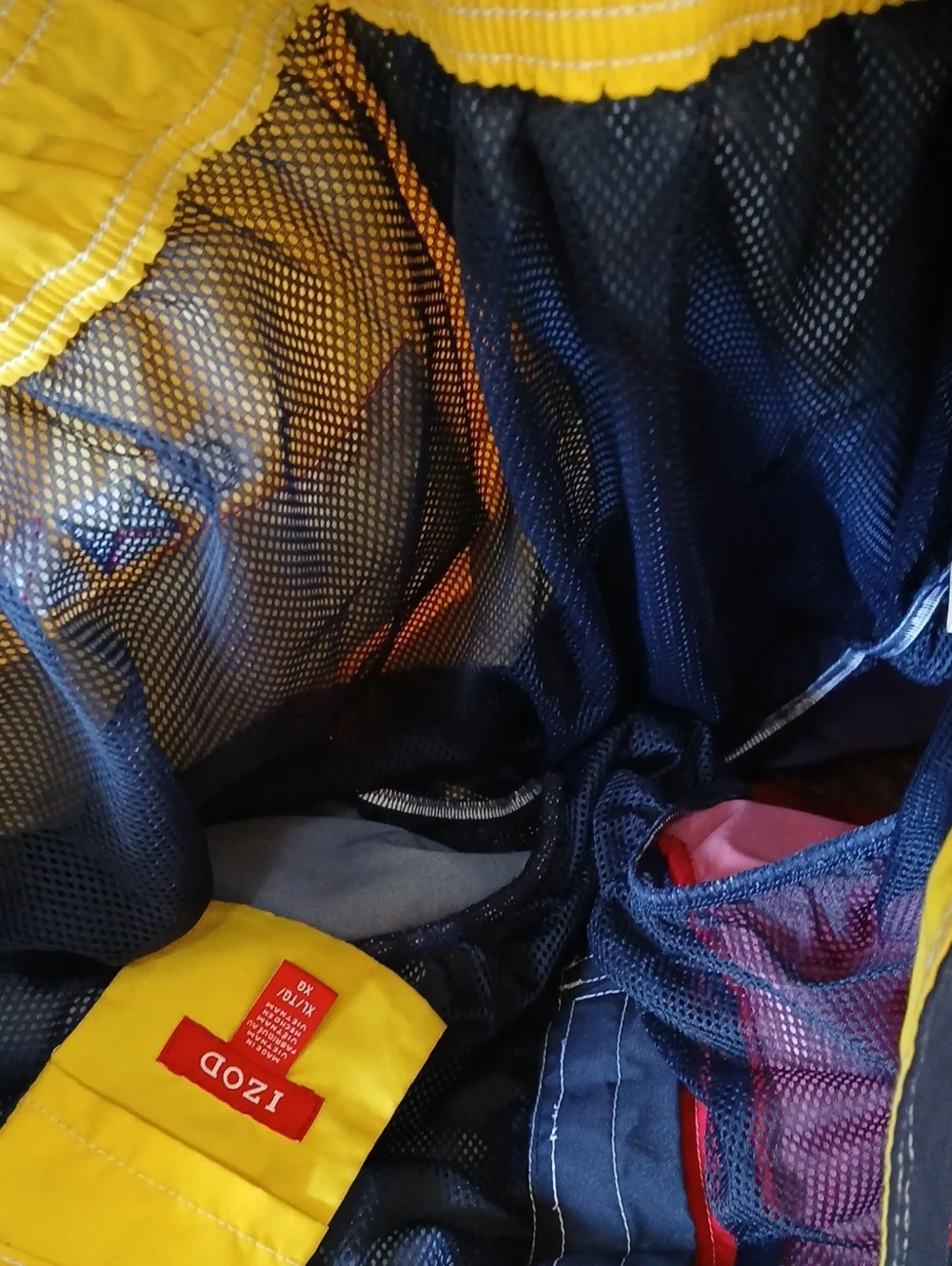 Izod Blue Red Yellow Color Block Boardshorts Swim Trunks For Men